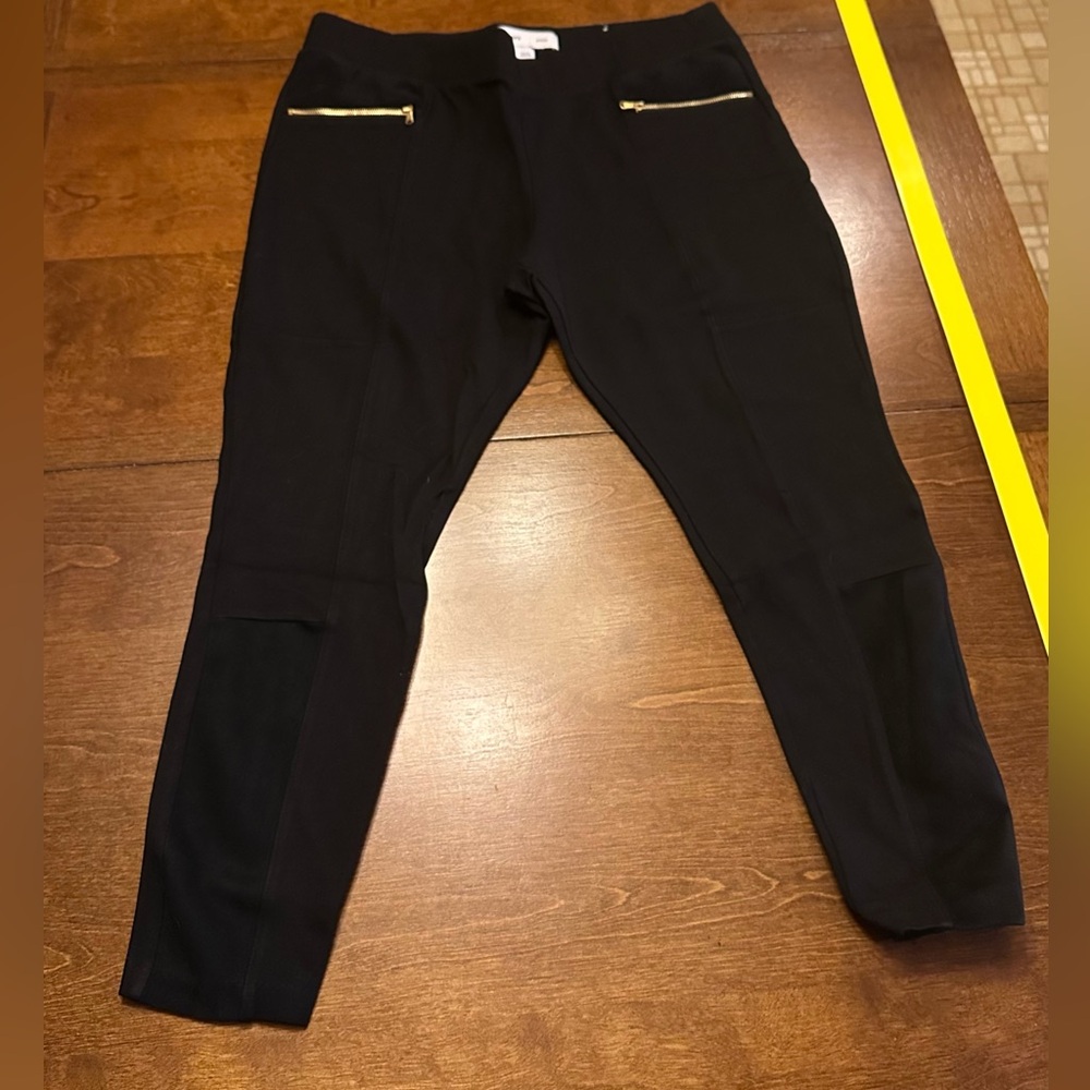 Old Navy Black Leggings with Gold Zip Accents